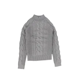 BAMBOO LIGHT GREY BRAIDED KNIT SWEATER