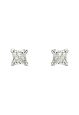 Bel Air Square-Cut Solitaire Moissanite Stud Earrings Silver