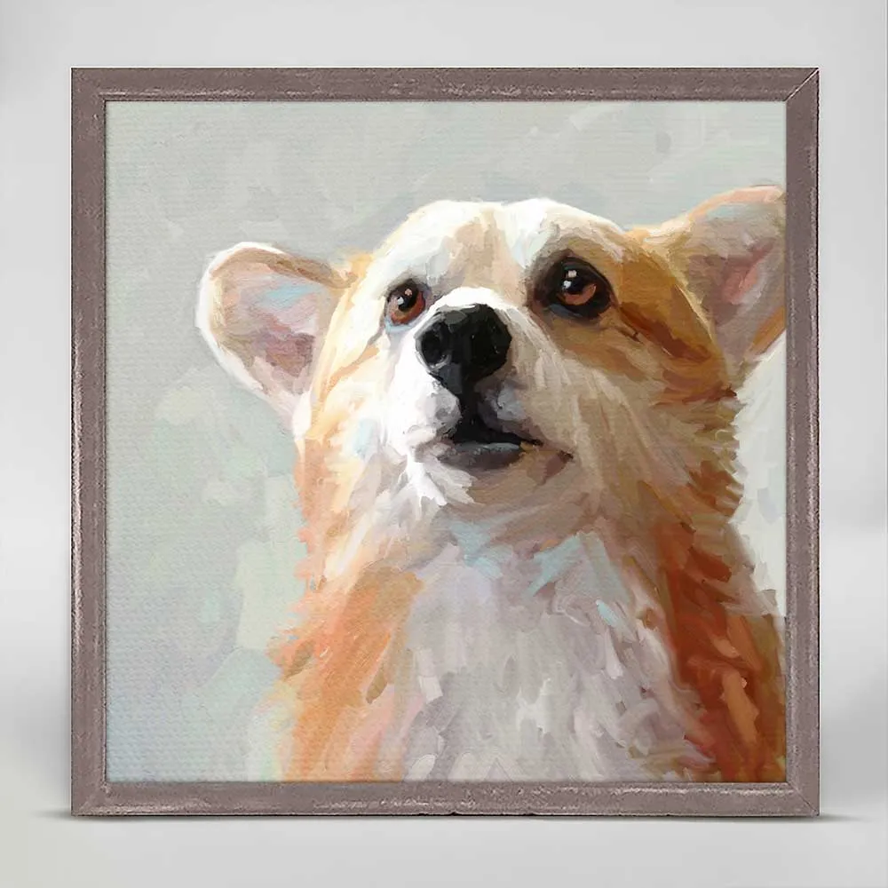 Best Friend - Looking Up Corgi Mini Framed Canvas