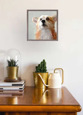 Best Friend - Looking Up Corgi Mini Framed Canvas