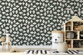 Birdies on Black - Peel and Stick Removable Wallpaper