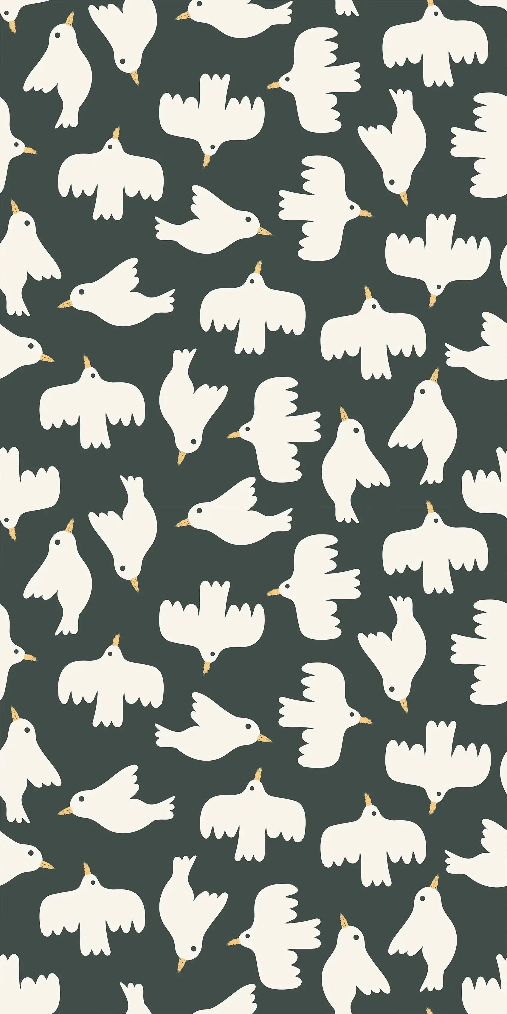 Birdies on Black - Peel and Stick Removable Wallpaper