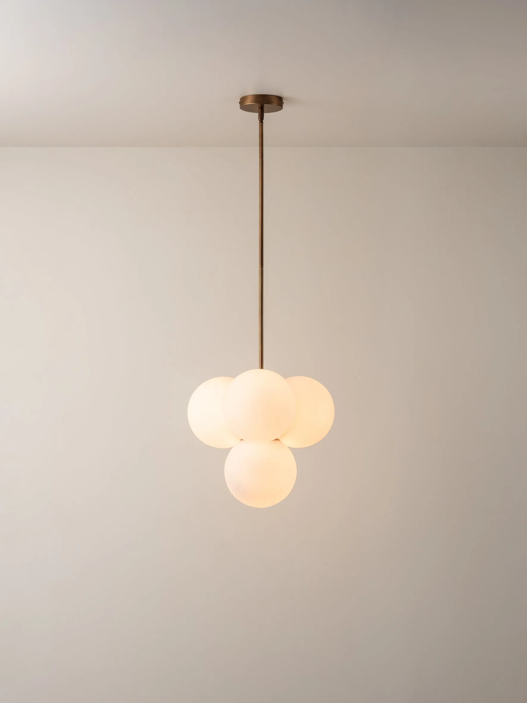 Boule - 4 light brass and opal pendant light