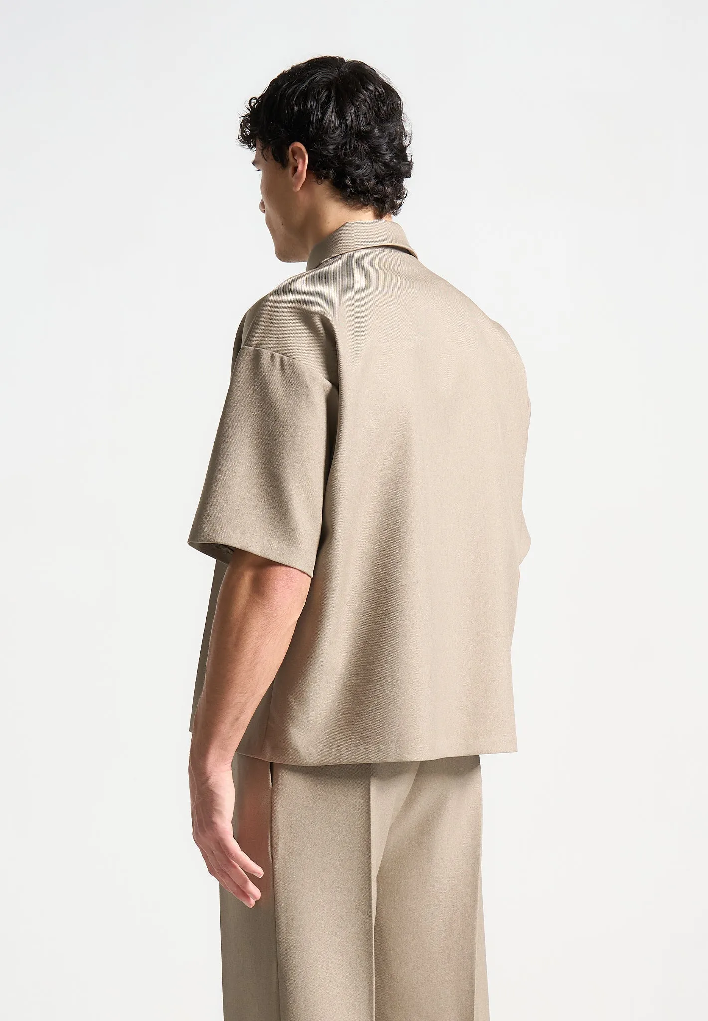 Boxy Shirt with Crease - Beige