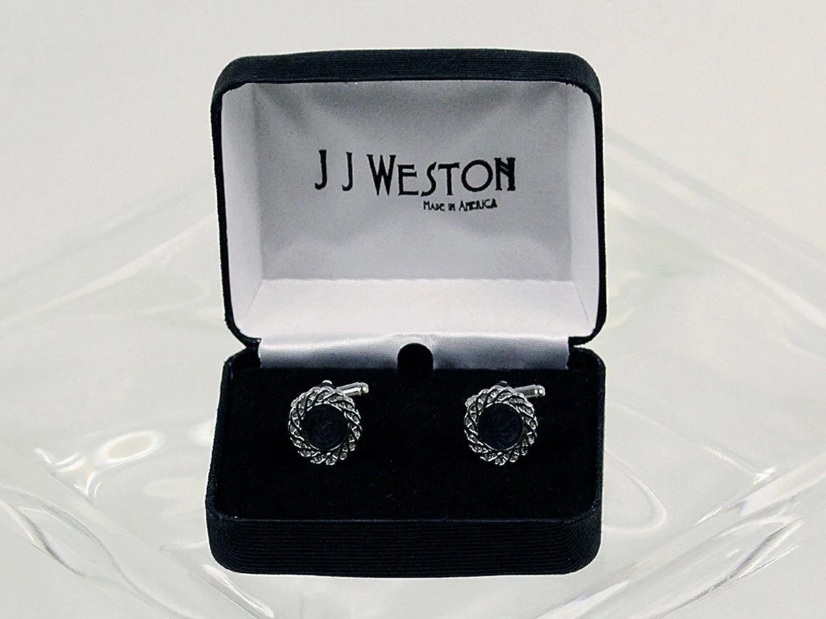 Boy's Cuff Links 16578 Silver/Black/Grey