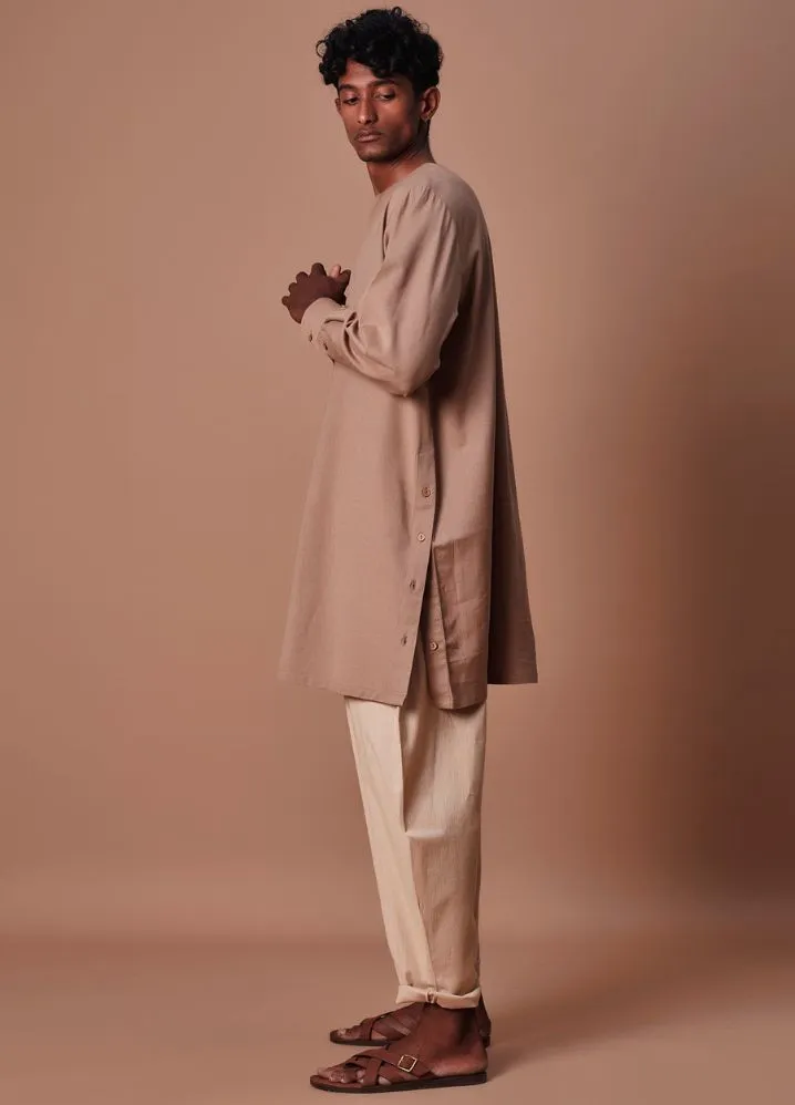 Brown Side Buttoned Kurta & Pant Set