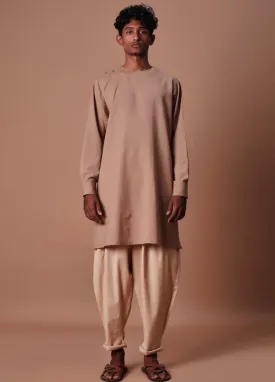 Brown Side Buttoned Kurta & Pant Set