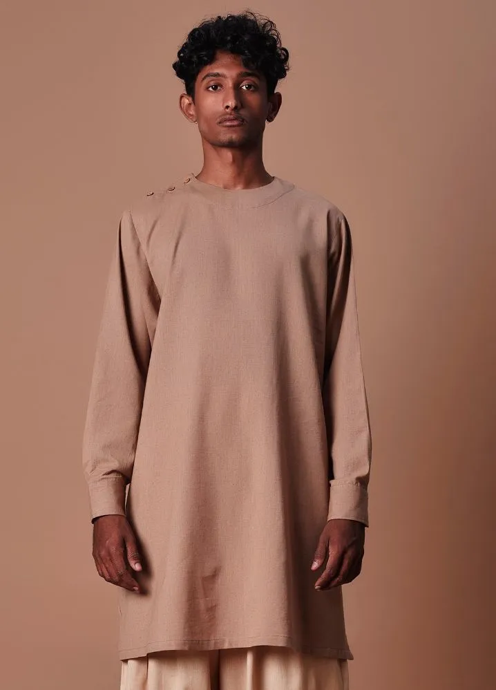 Brown Side Buttoned Kurta & Pant Set