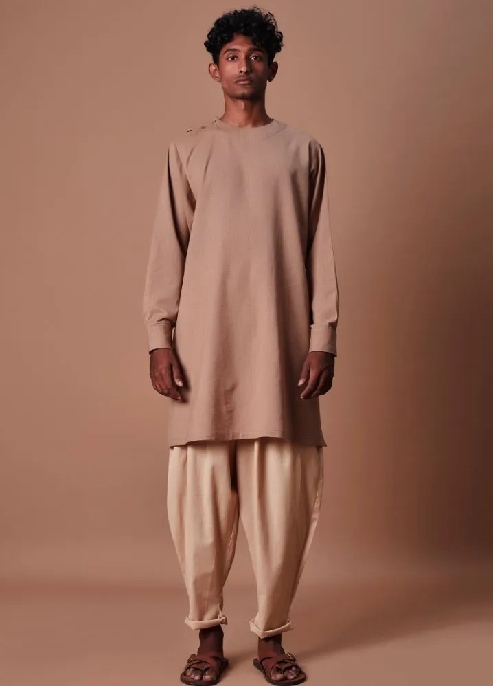 Brown Side Buttoned Kurta & Pant Set