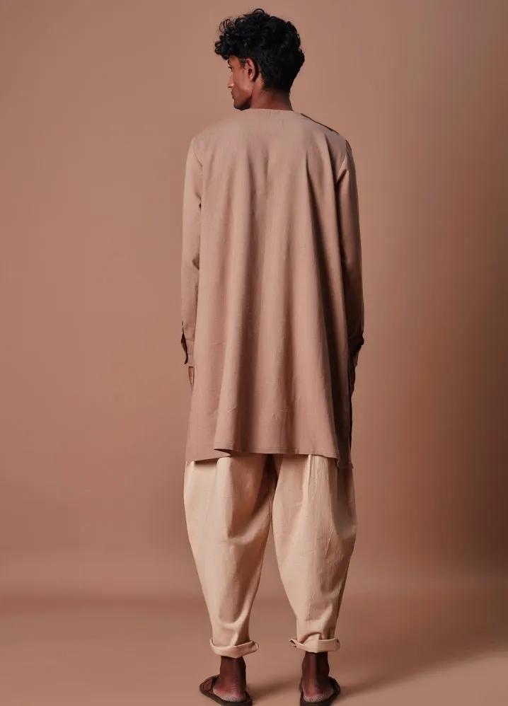Brown Side Buttoned Kurta & Pant Set