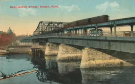 Charlestown Bridge with El Train and Streetcar