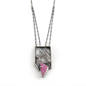 Cobalt Calcite and Reticulated Silver Necklace