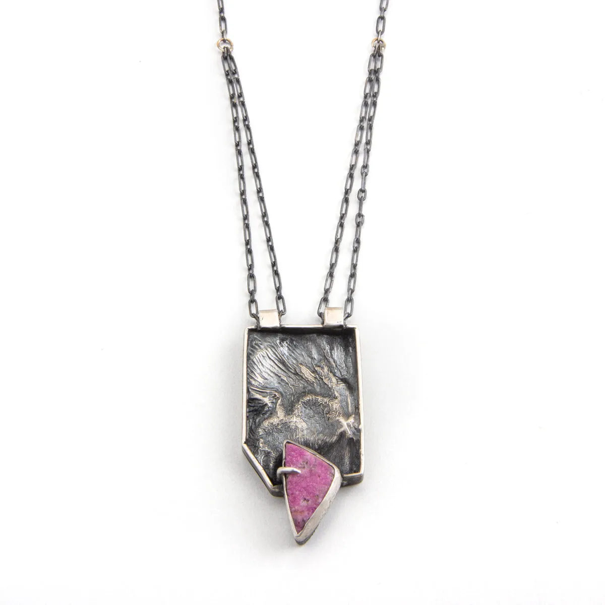 Cobalt Calcite and Reticulated Silver Necklace