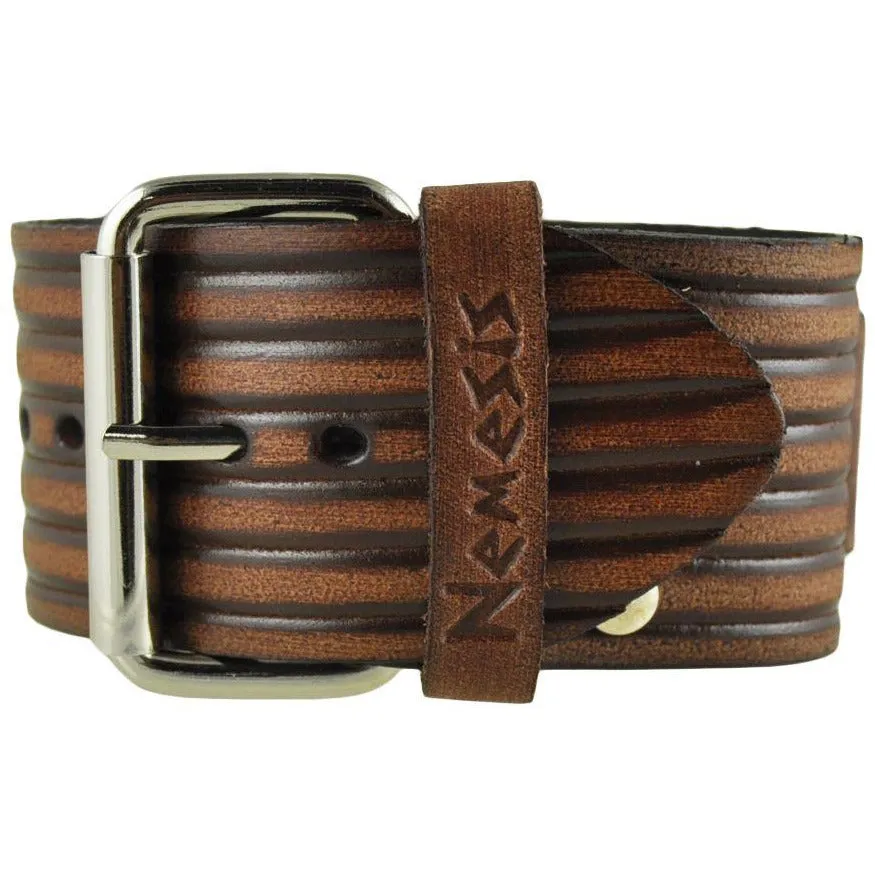 Comely Brown Watch with Embossed Stripes Brown Leather Cuff BVEB110BU