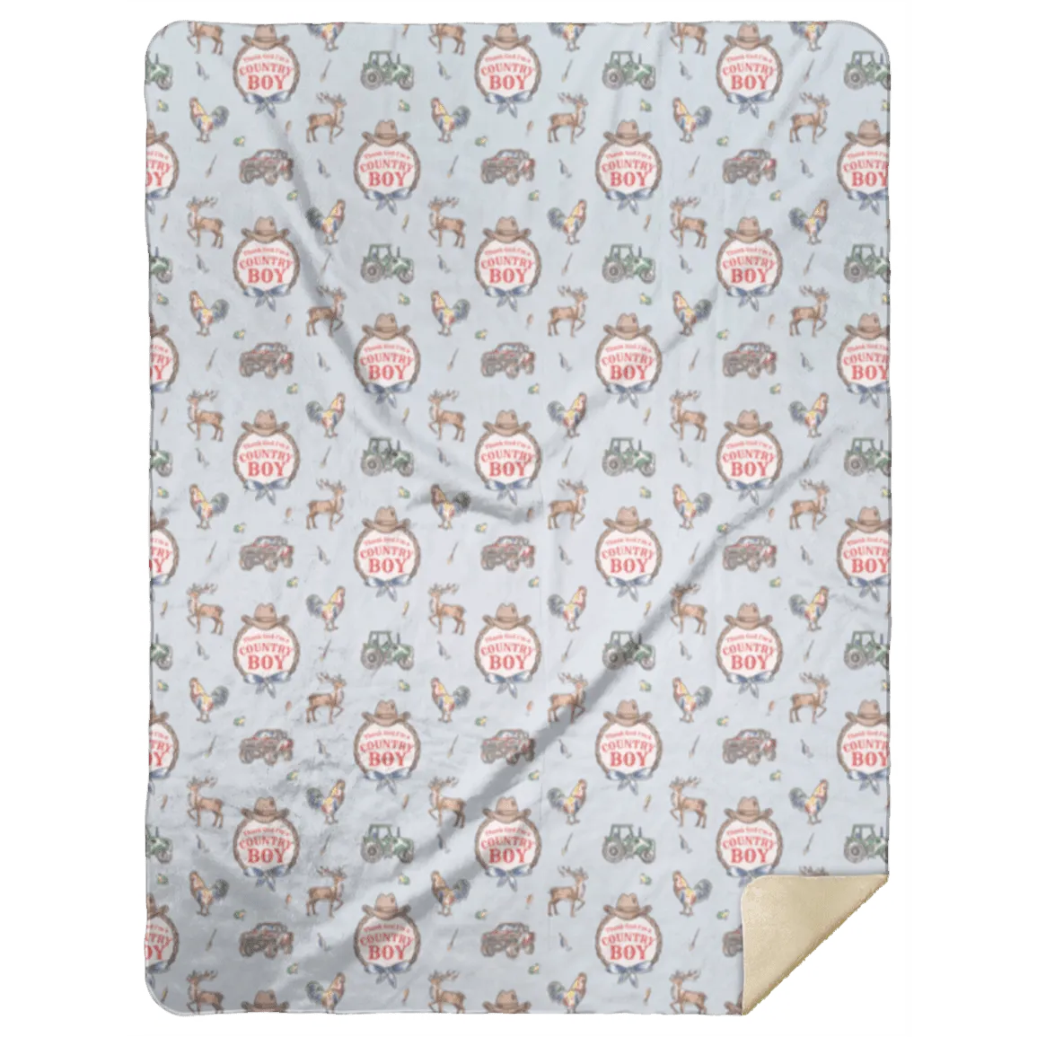 Country Boy Plush Throw Blanket 60x80