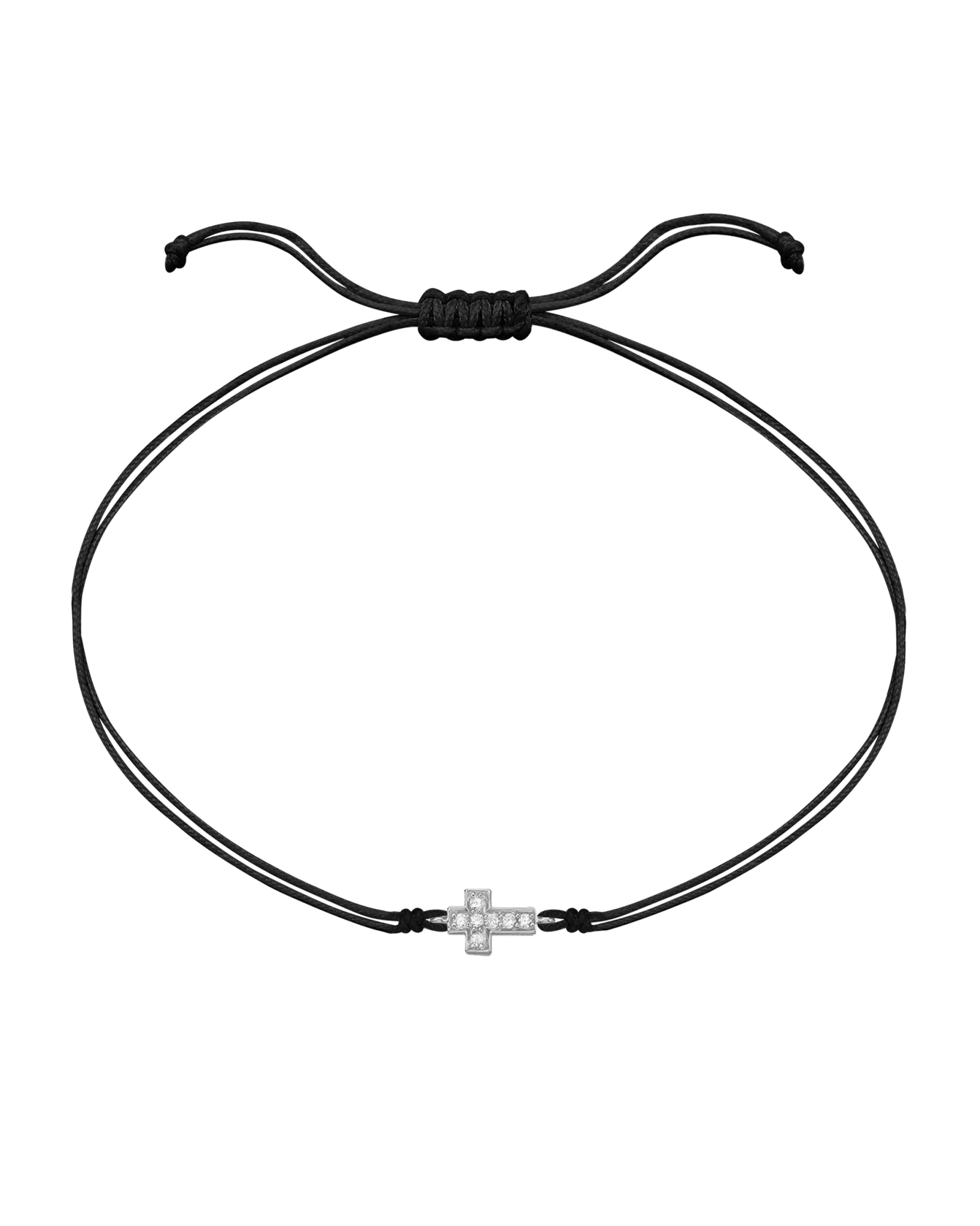 Cross Diamond String Of Love - 14K White Gold