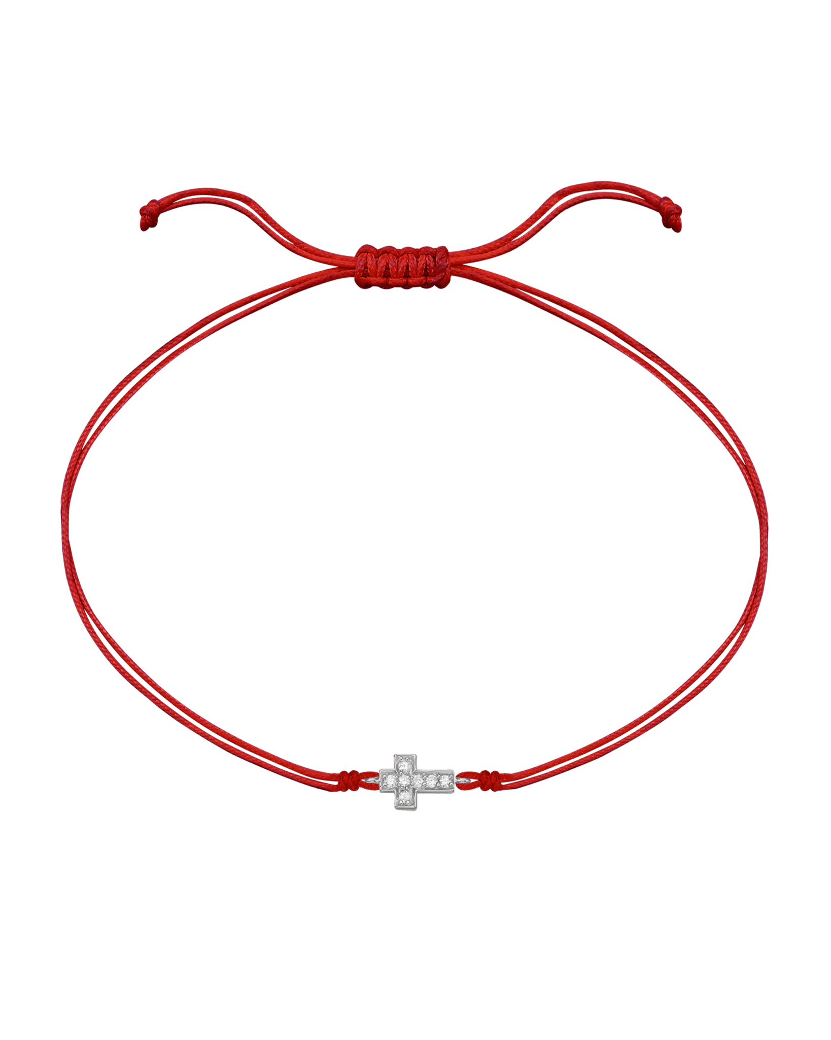 Cross Diamond String Of Love - 14K White Gold