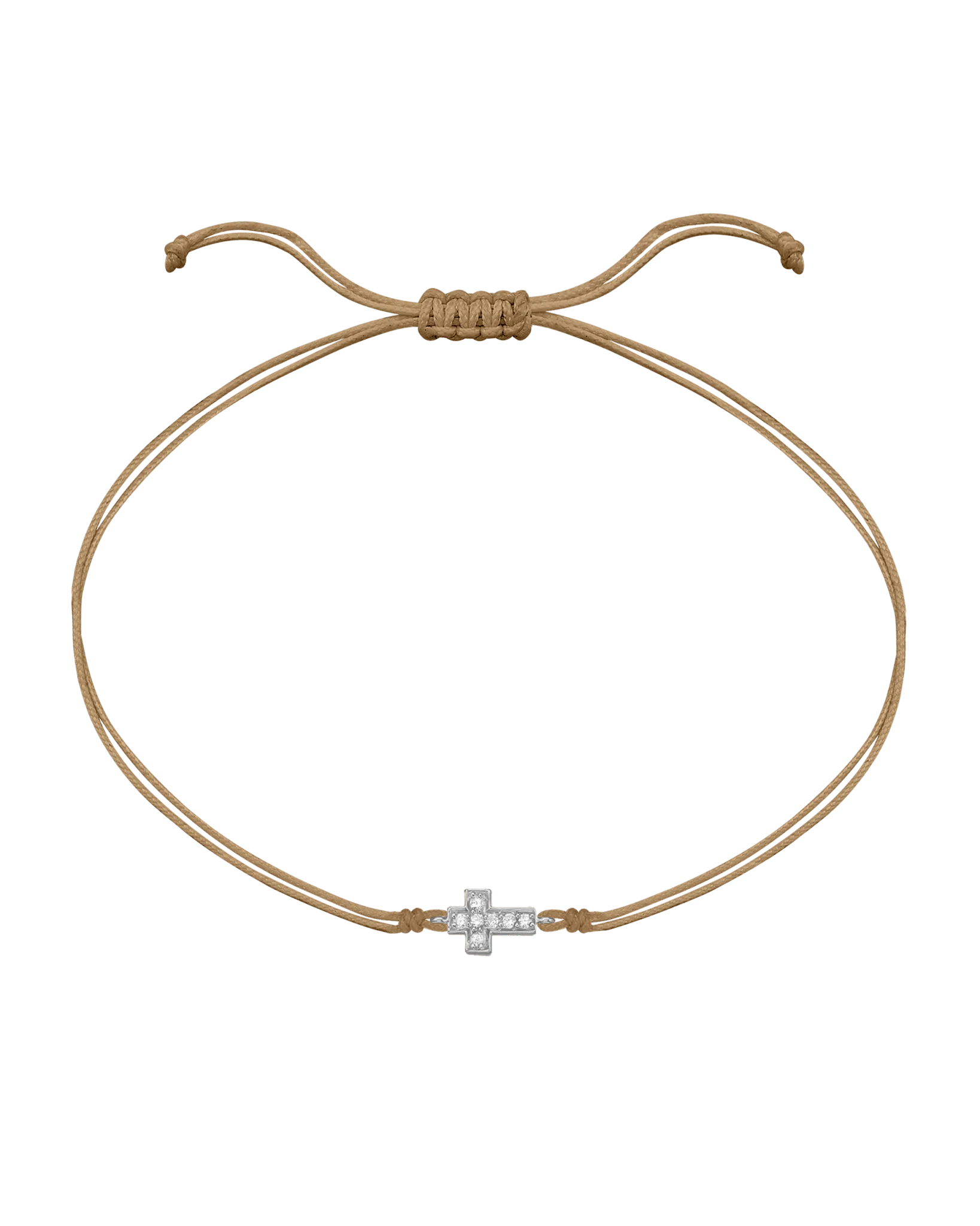 Cross Diamond String Of Love - 14K White Gold