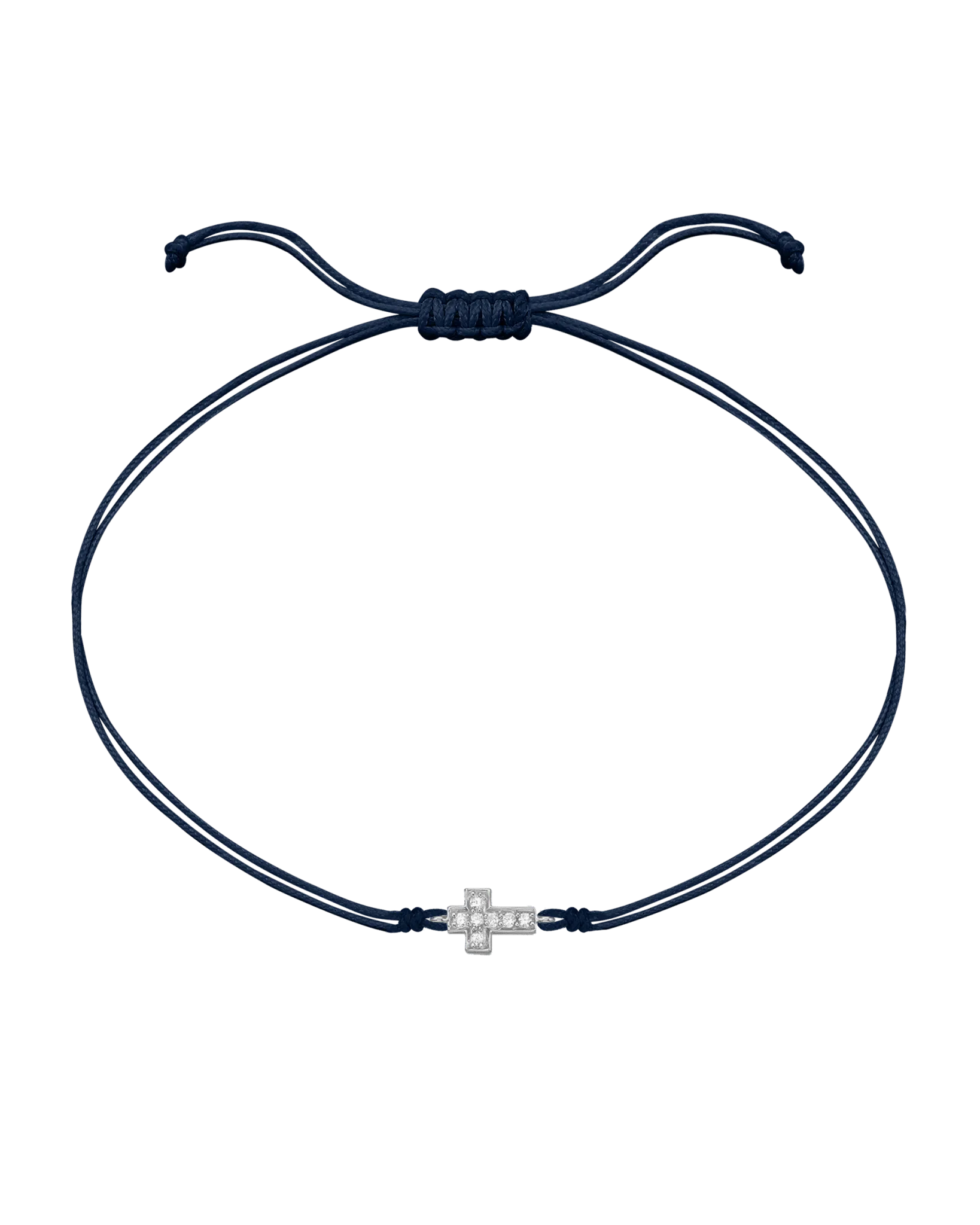 Cross Diamond String Of Love - 14K White Gold