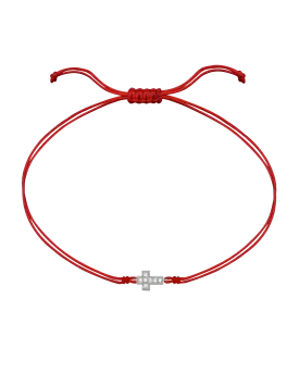 Cross Diamond String Of Love - 14K White Gold