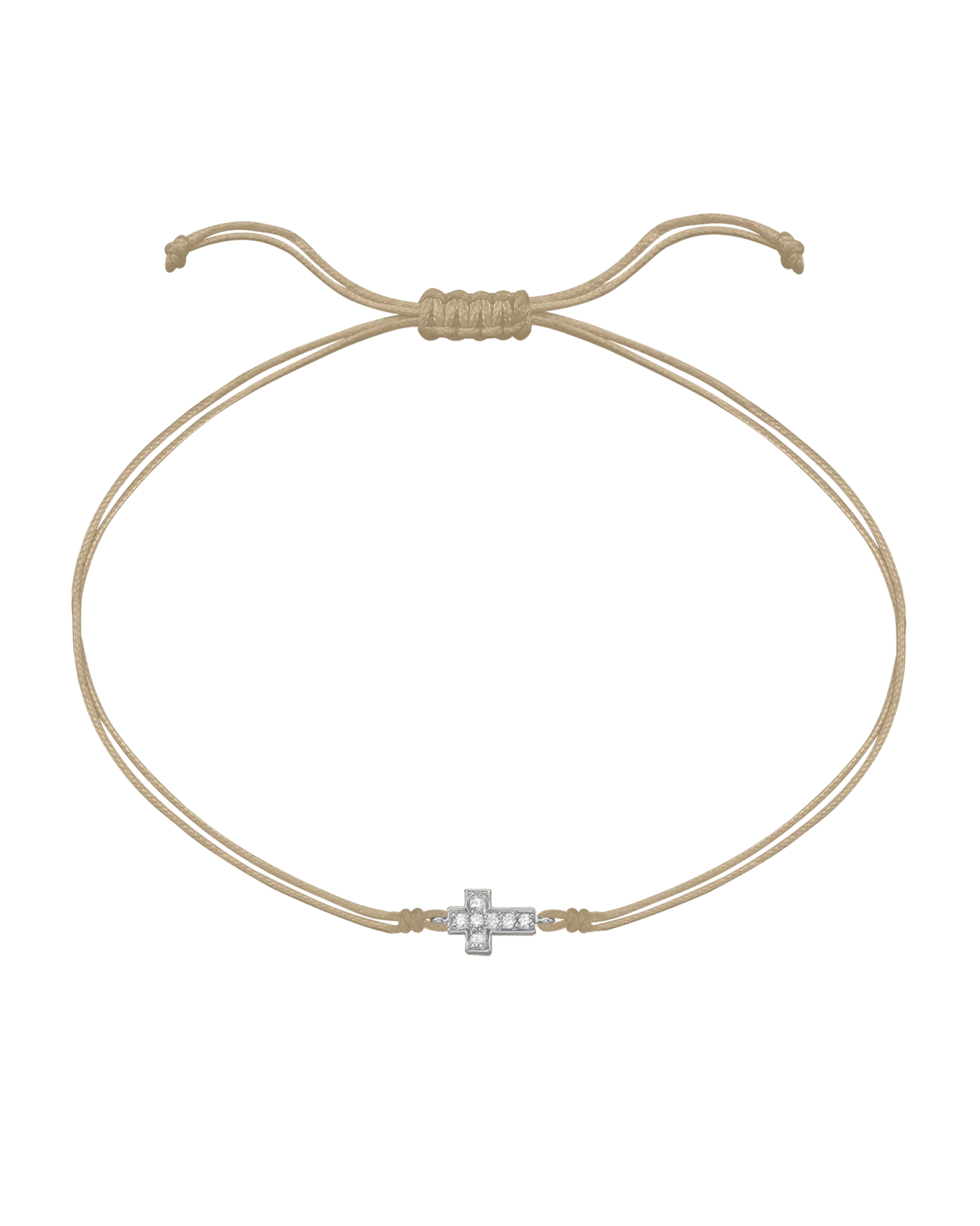 Cross Diamond String Of Love - 14K White Gold