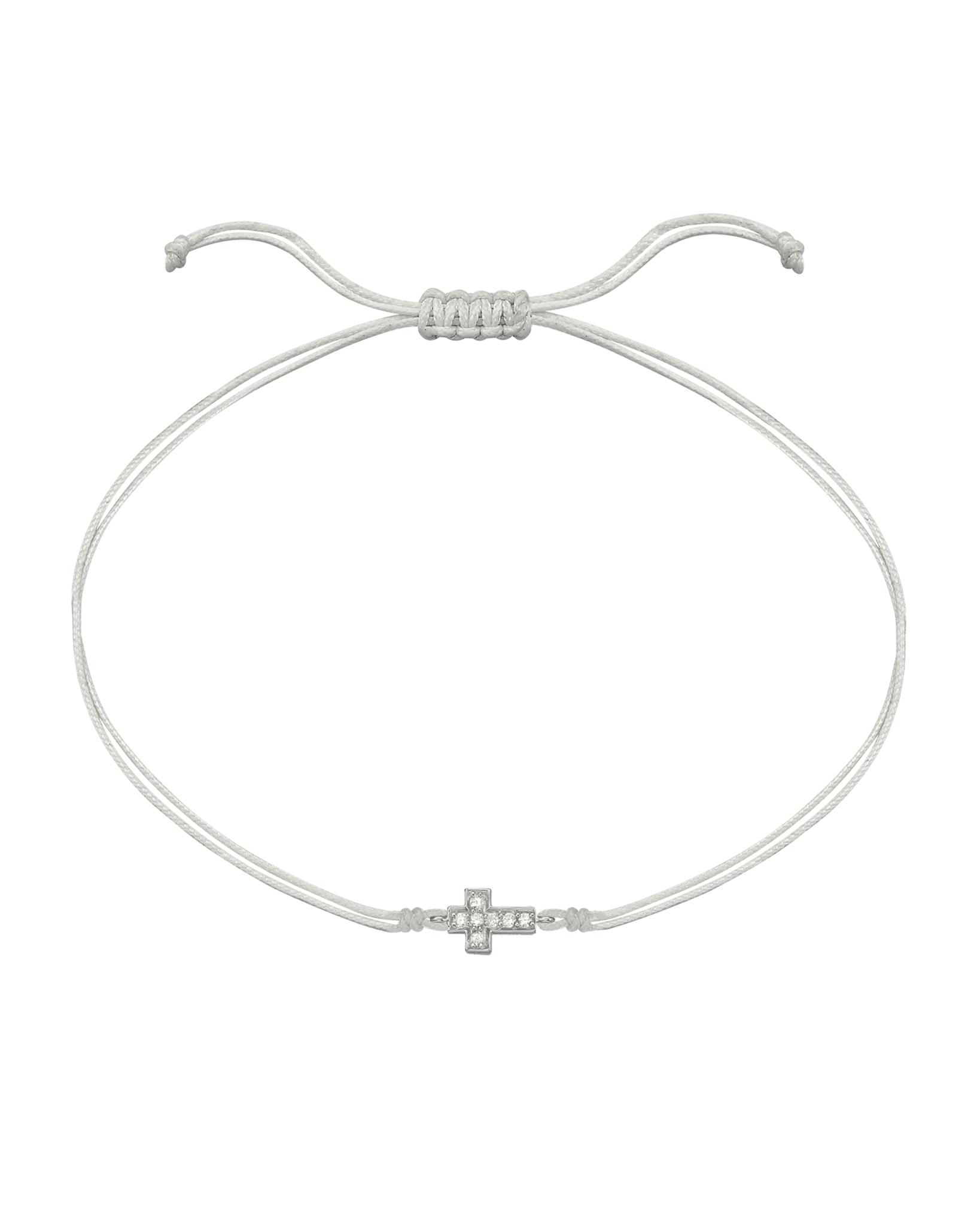 Cross Diamond String Of Love - 14K White Gold