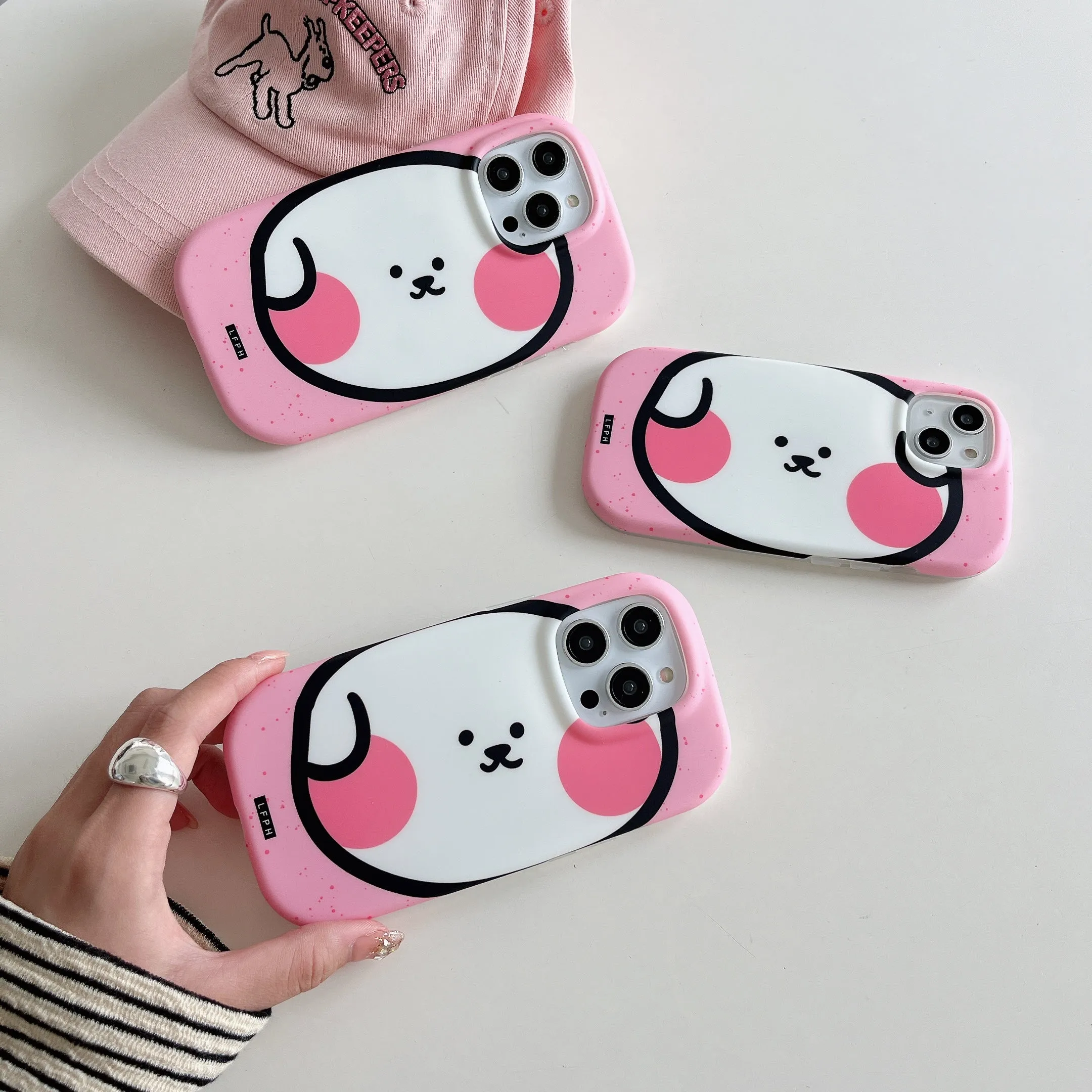 Cute Designer Silicon Oval Shape Case for iPhone ( Pink Pig )
