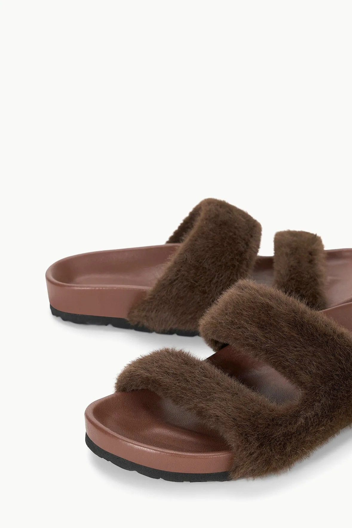 CYPRUS FAUX FUR SLIDE | MAHOGANY