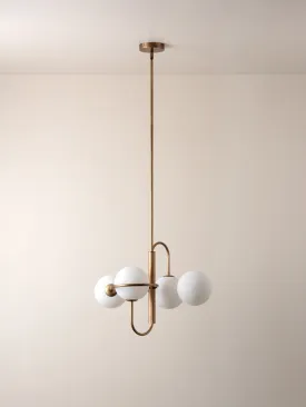 Decora - 4 light aged brass and opal pendant