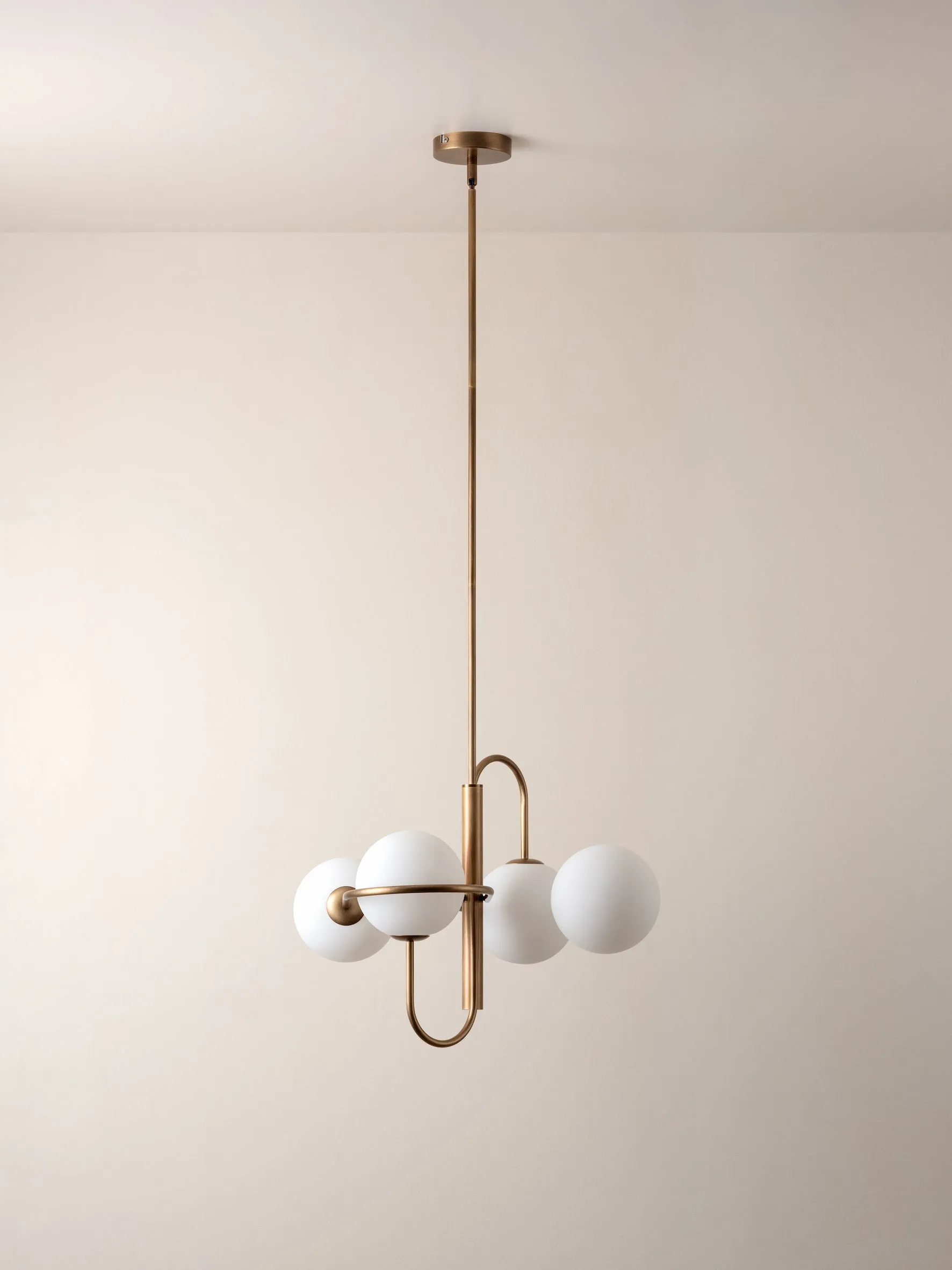 Decora - 4 light aged brass and opal pendant