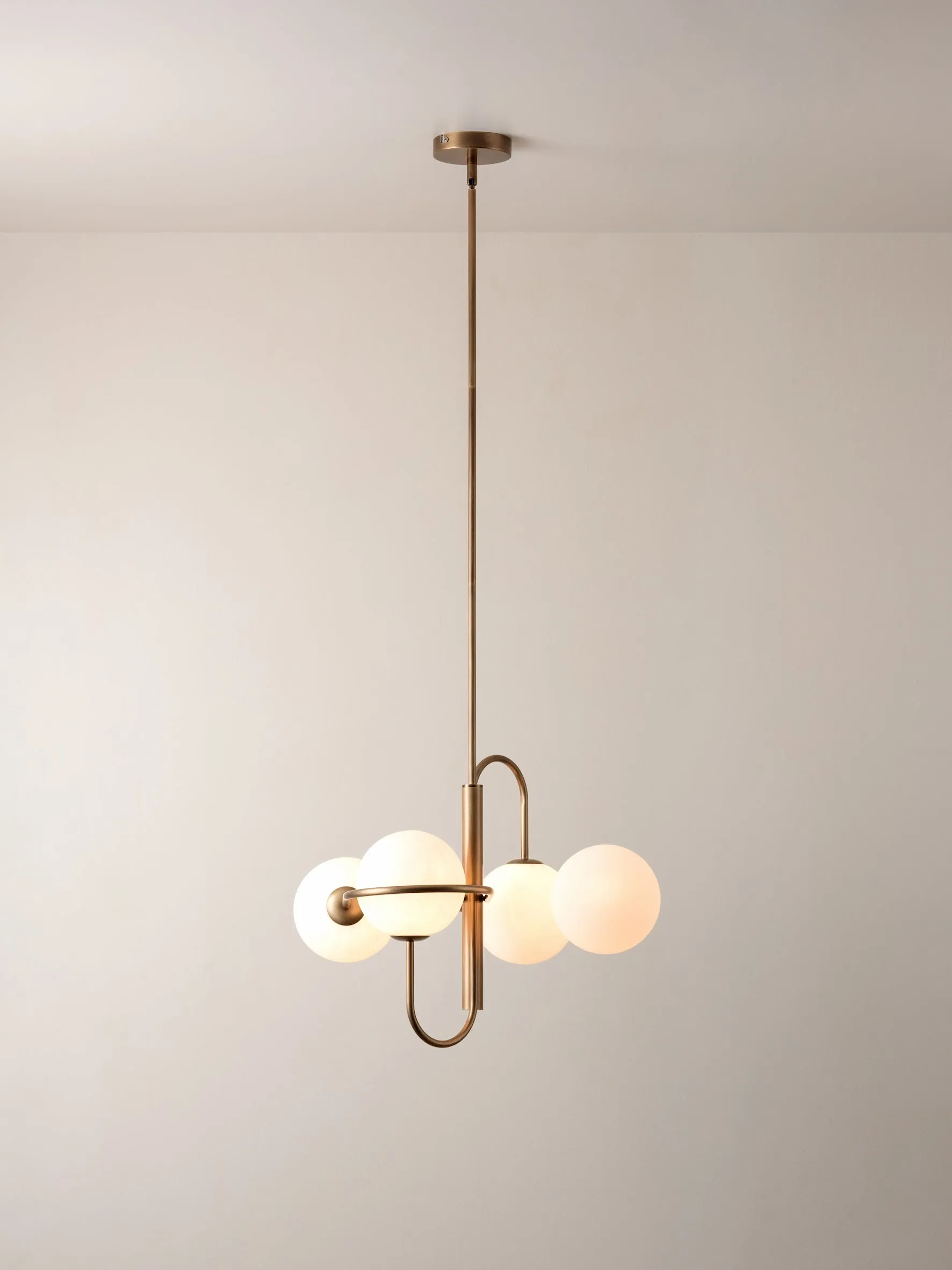 Decora - 4 light aged brass and opal pendant