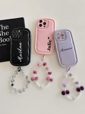 Designer Solid Color Wawy Customised Silicon Case for iPhone With Charm Bracelet