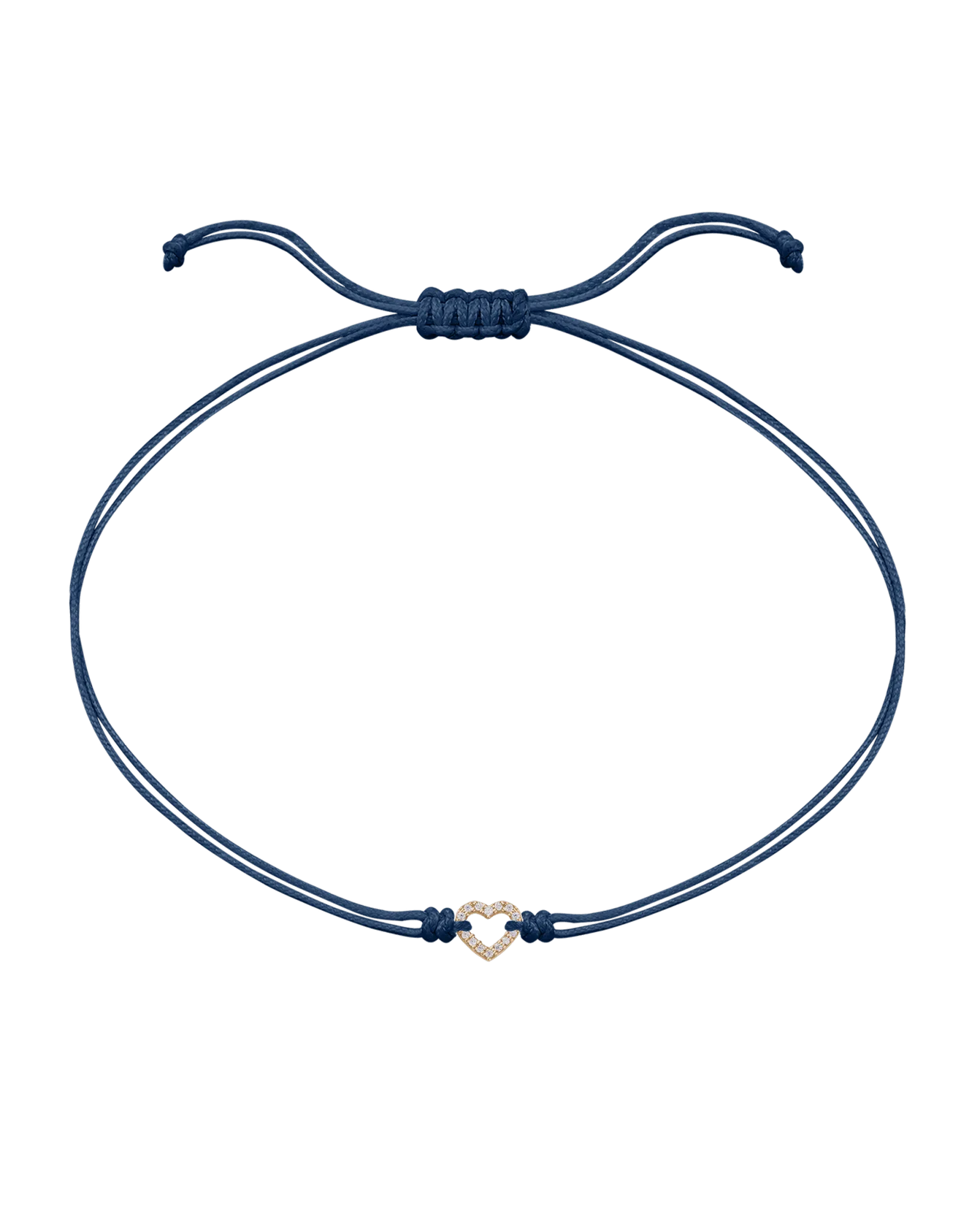 Diamond Outline Heart String of Love Bracelet - 14K Yellow Gold