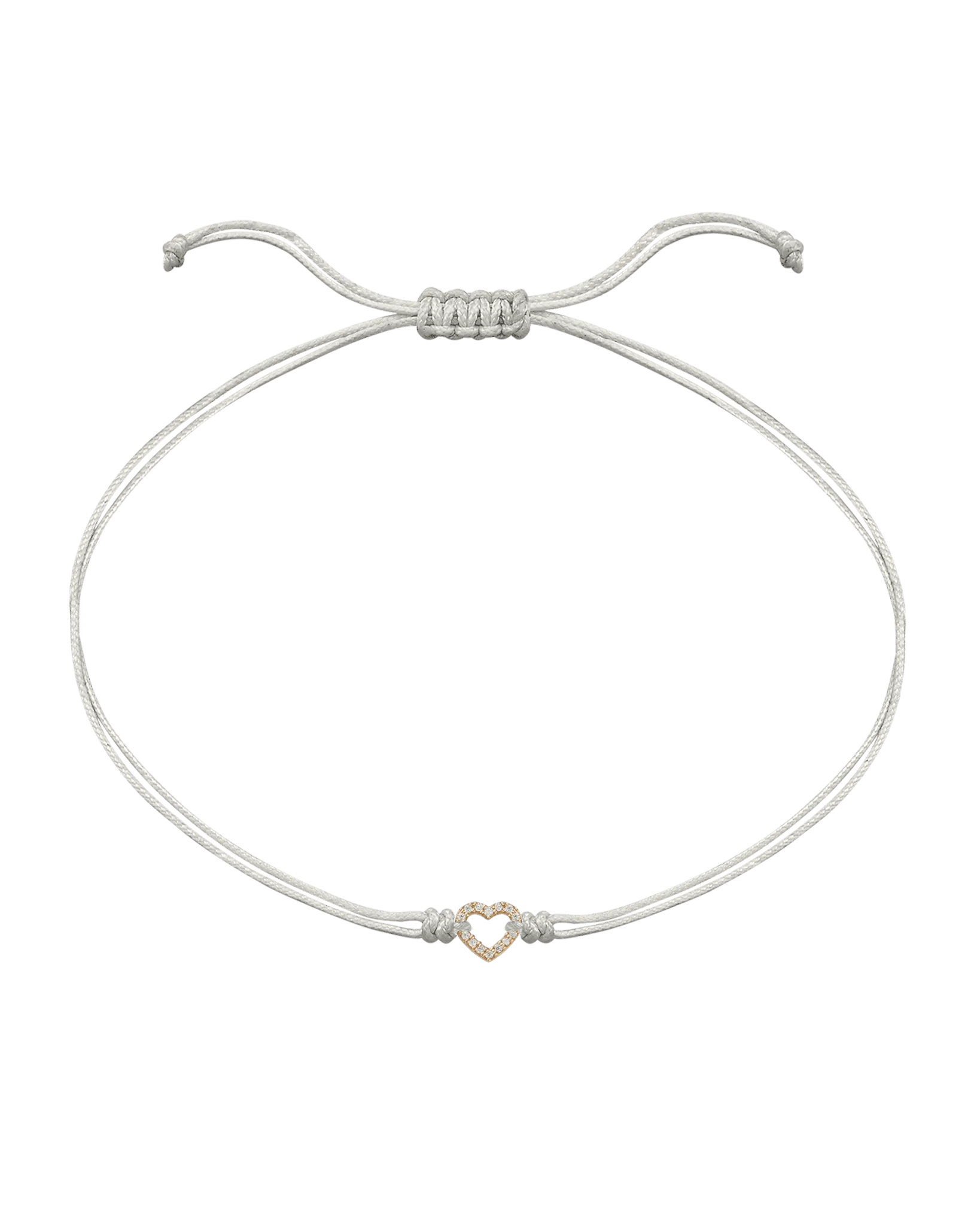 Diamond Outline Heart String of Love Bracelet - 14K Yellow Gold