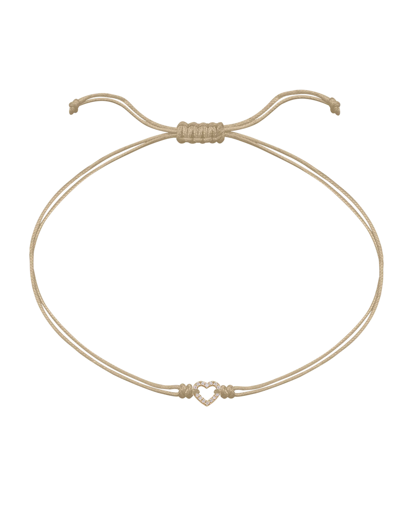 Diamond Outline Heart String of Love Bracelet - 14K Yellow Gold