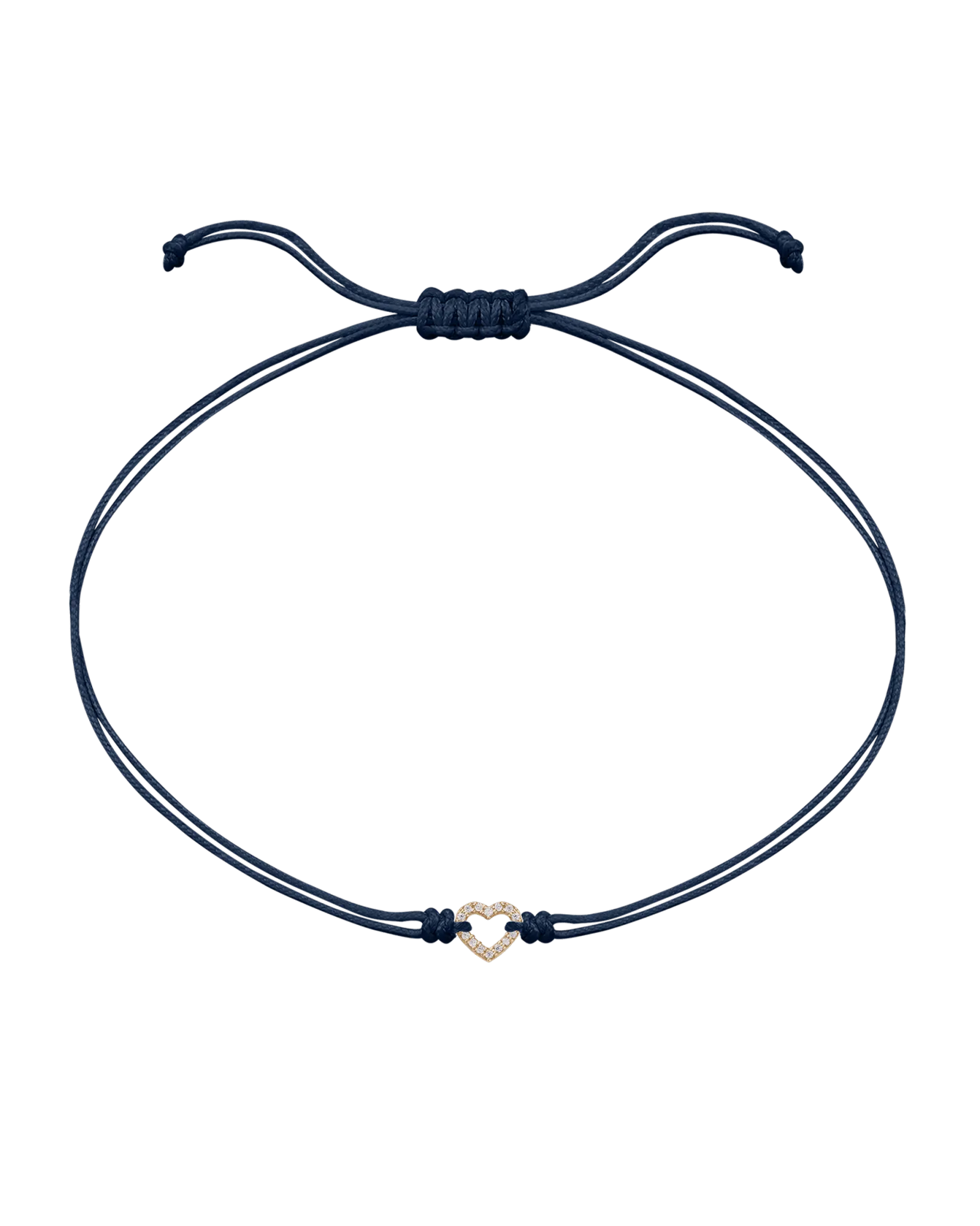Diamond Outline Heart String of Love Bracelet - 14K Yellow Gold