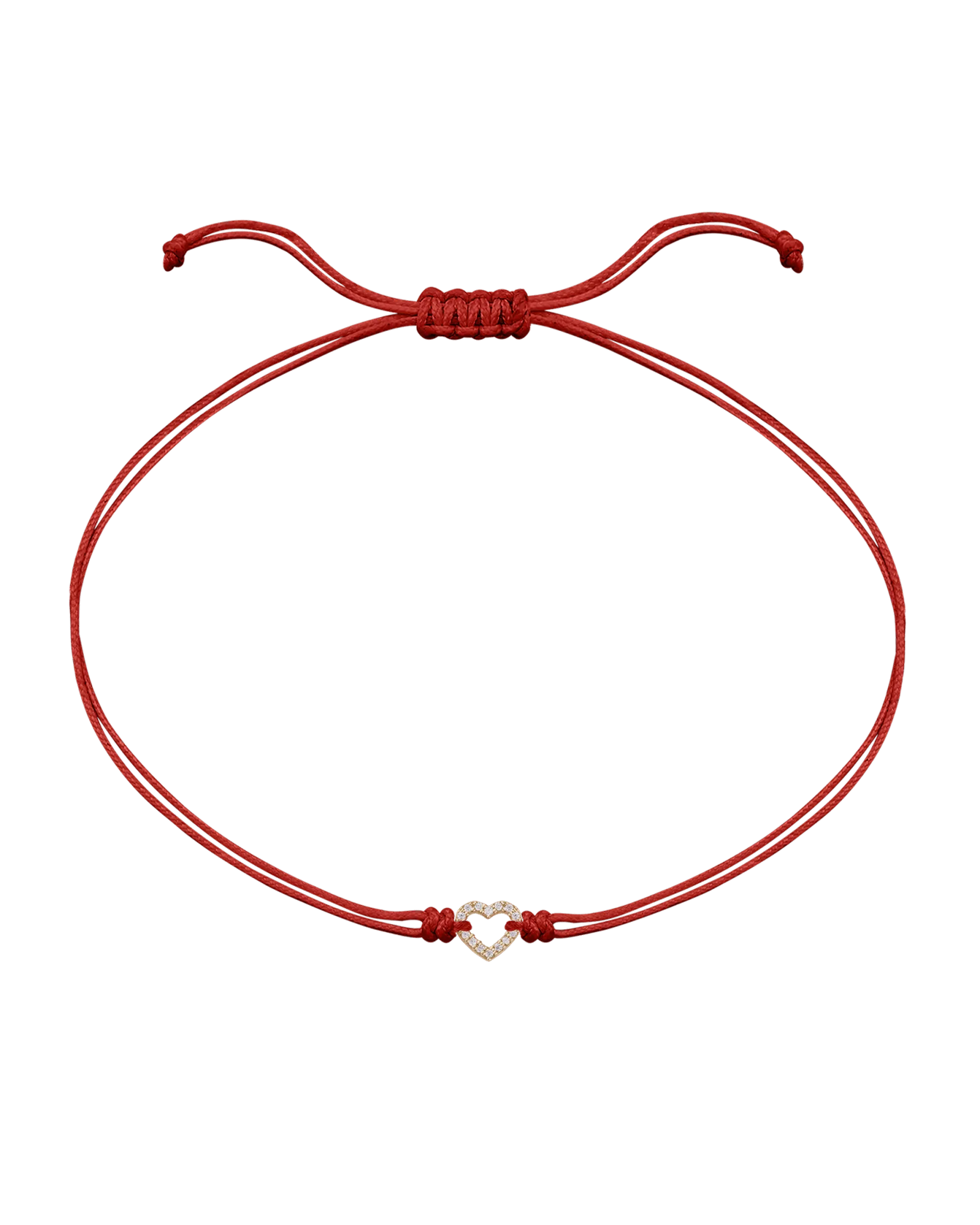 Diamond Outline Heart String of Love Bracelet - 14K Yellow Gold