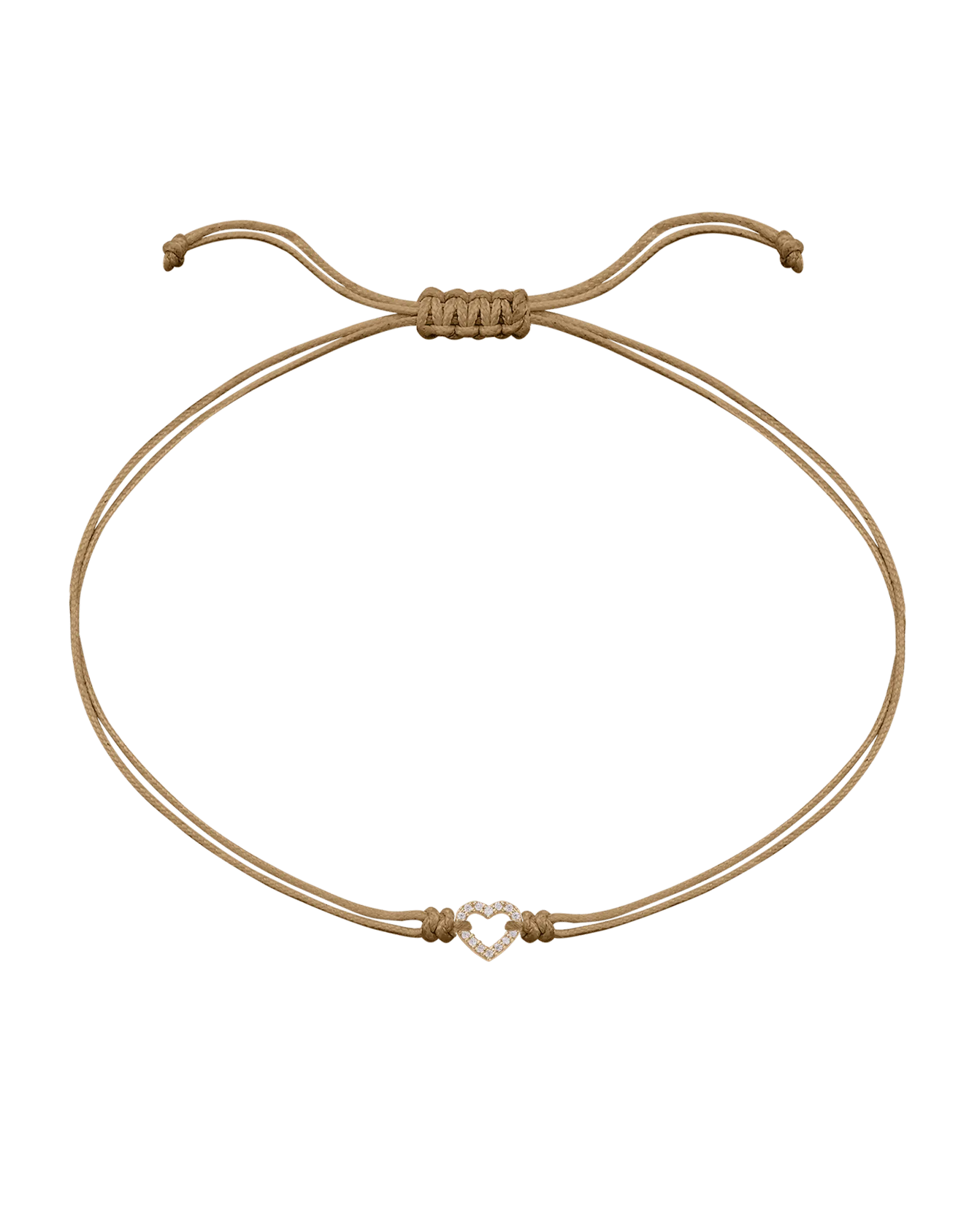 Diamond Outline Heart String of Love Bracelet - 14K Yellow Gold