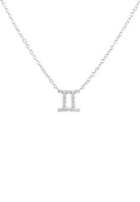 Diamond Zodiac Silver Necklace Gemini