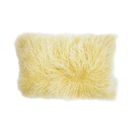 Double Dipped Mongolian Fur Champagne Pillow