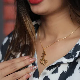 Double Heart Vertical Name Necklace
