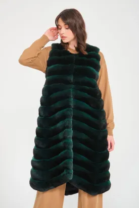 Emerald Green Long Chinchilla Fur Vest