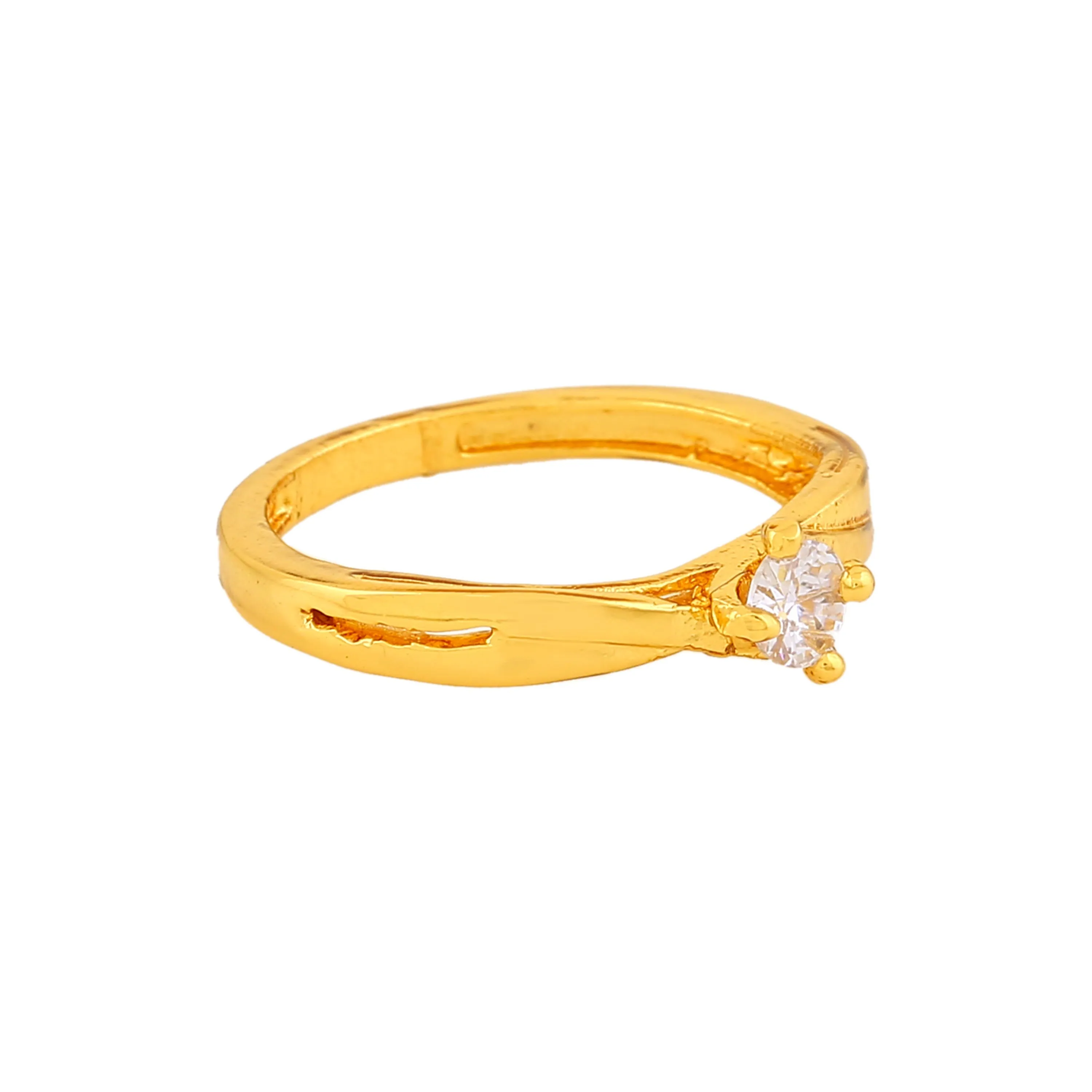 Estele Gold Plated CZ Solitaire Ring for Women(Non-Adjustable)