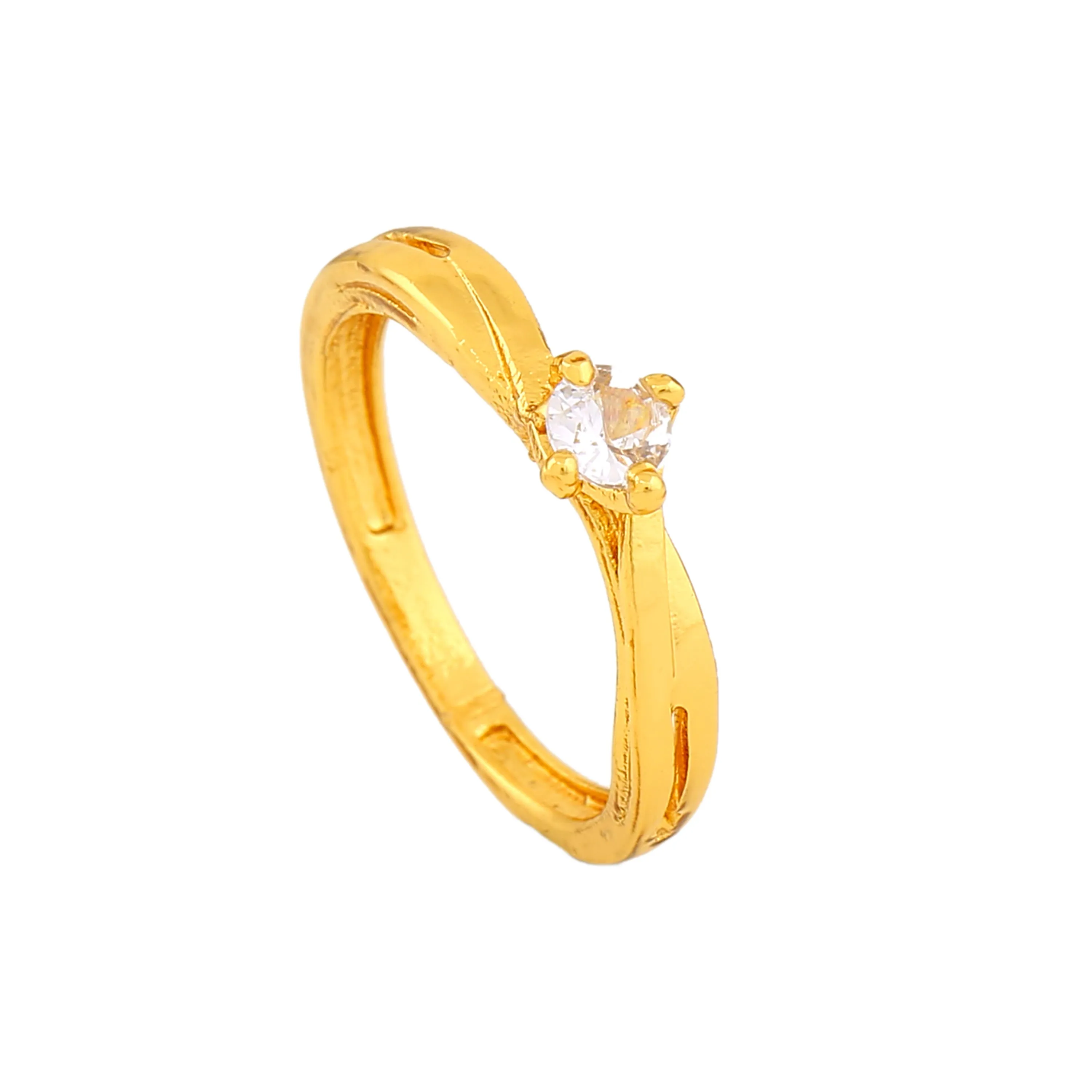 Estele Gold Plated CZ Solitaire Ring for Women(Non-Adjustable)