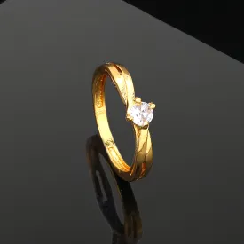 Estele Gold Plated CZ Solitaire Ring for Women(Non-Adjustable)