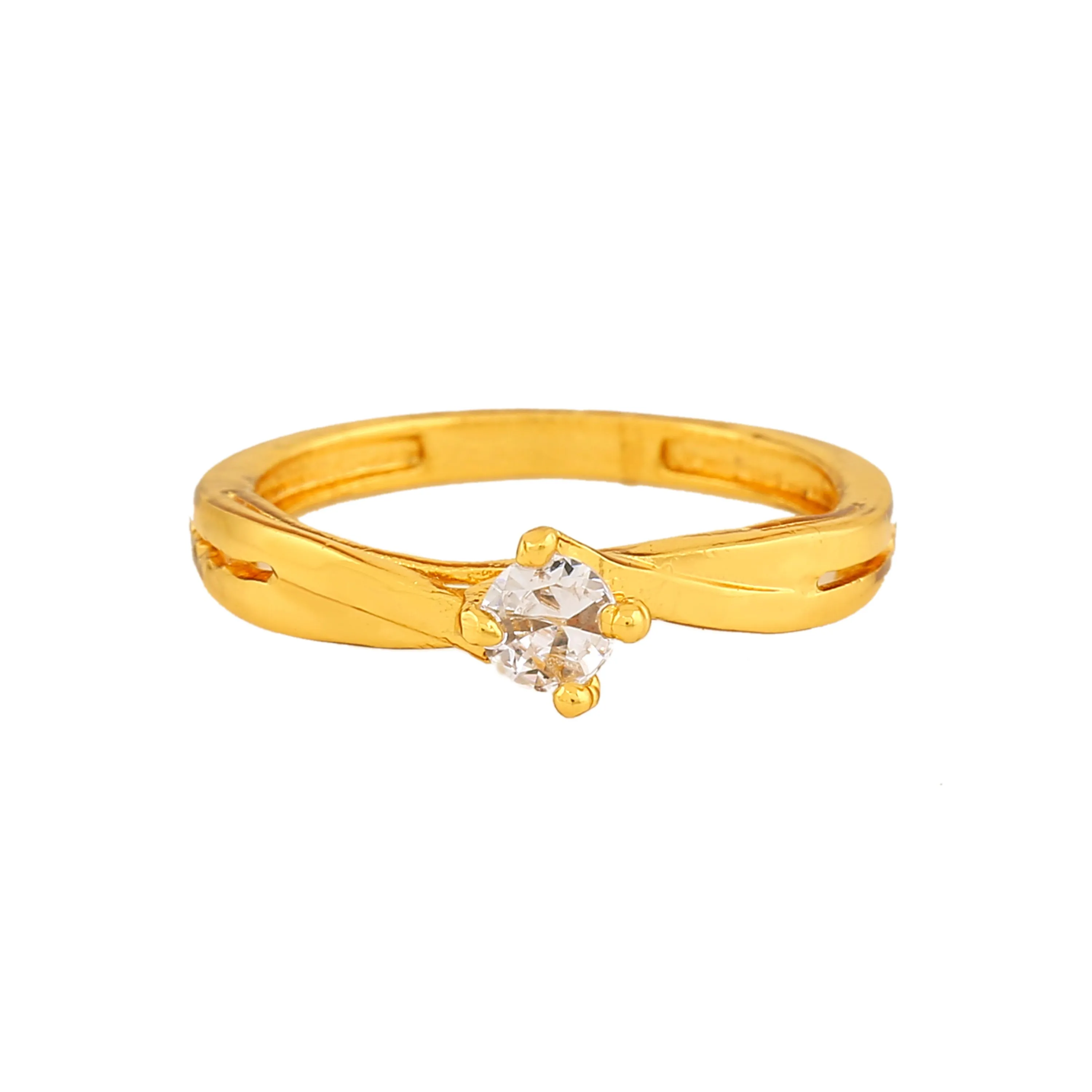 Estele Gold Plated CZ Solitaire Ring for Women(Non-Adjustable)
