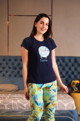 Fearless Nightsuit in printed Knit Cotton