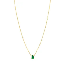 Floating Emerald Teardrop Solitaire Necklace