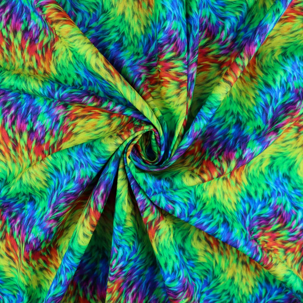 FS1022 Dragon Fur Cotton Fabric Rainbow
