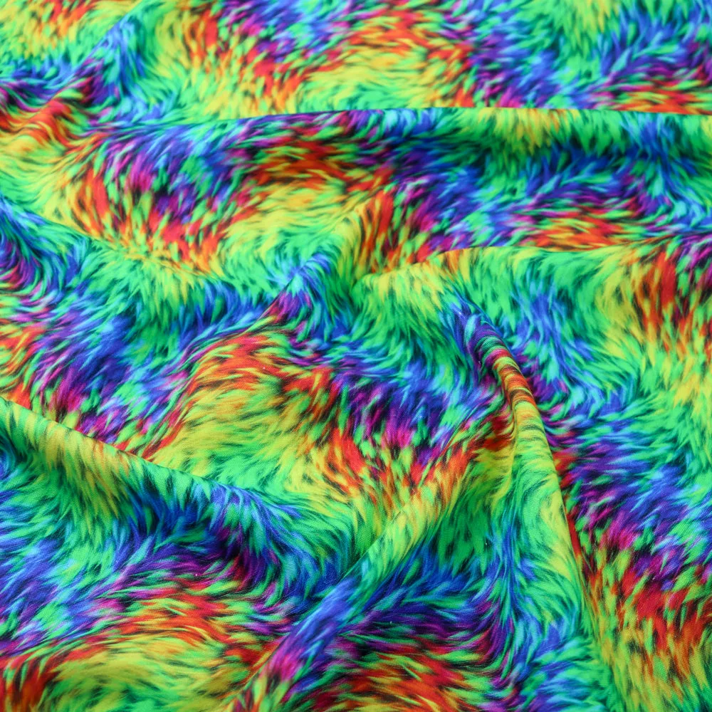 FS1022 Dragon Fur Cotton Fabric Rainbow